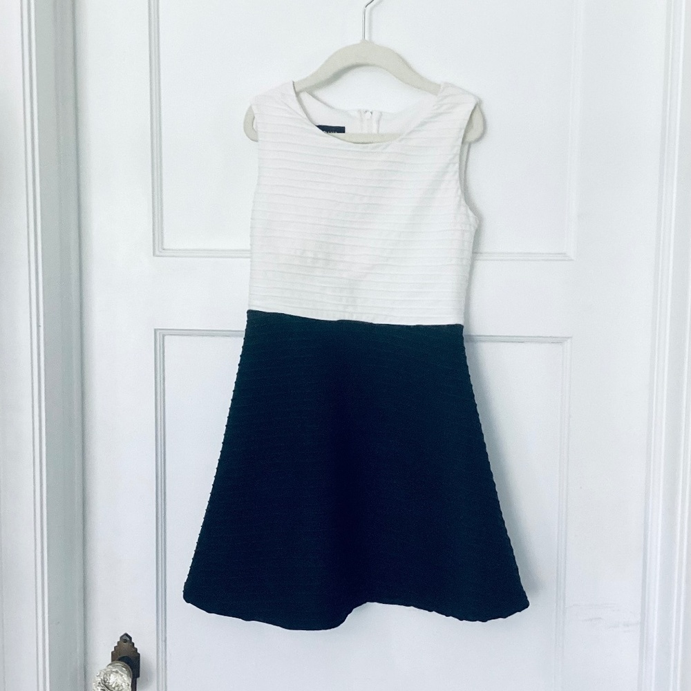 Amy Byer Girls 7-16 Ribbed Sleeveless Dress White Black Size 8 Lined Bodice